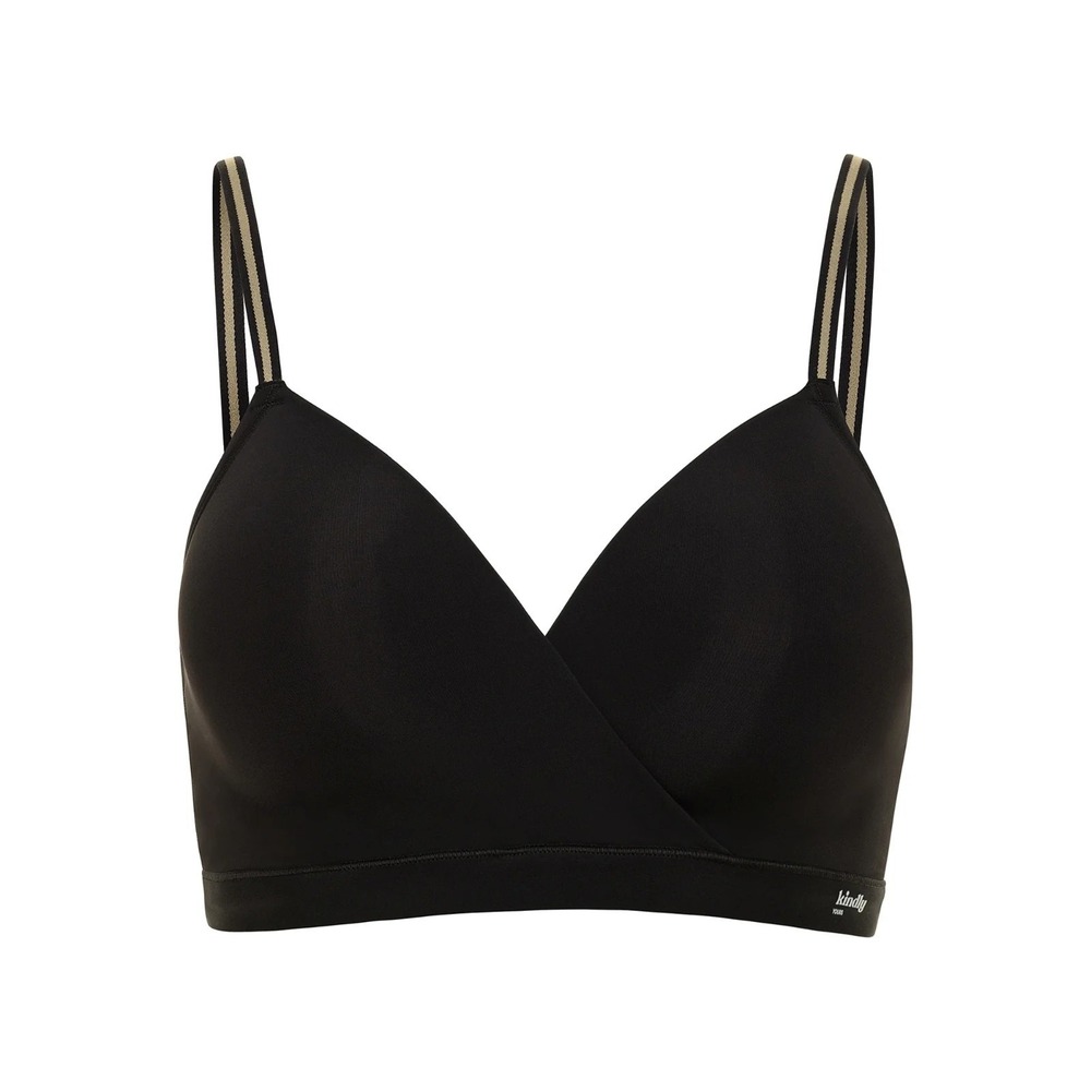 Kindly Yours Womens Bra Size XXXL Black Wire Free Lightly Lined Stretch Comfort